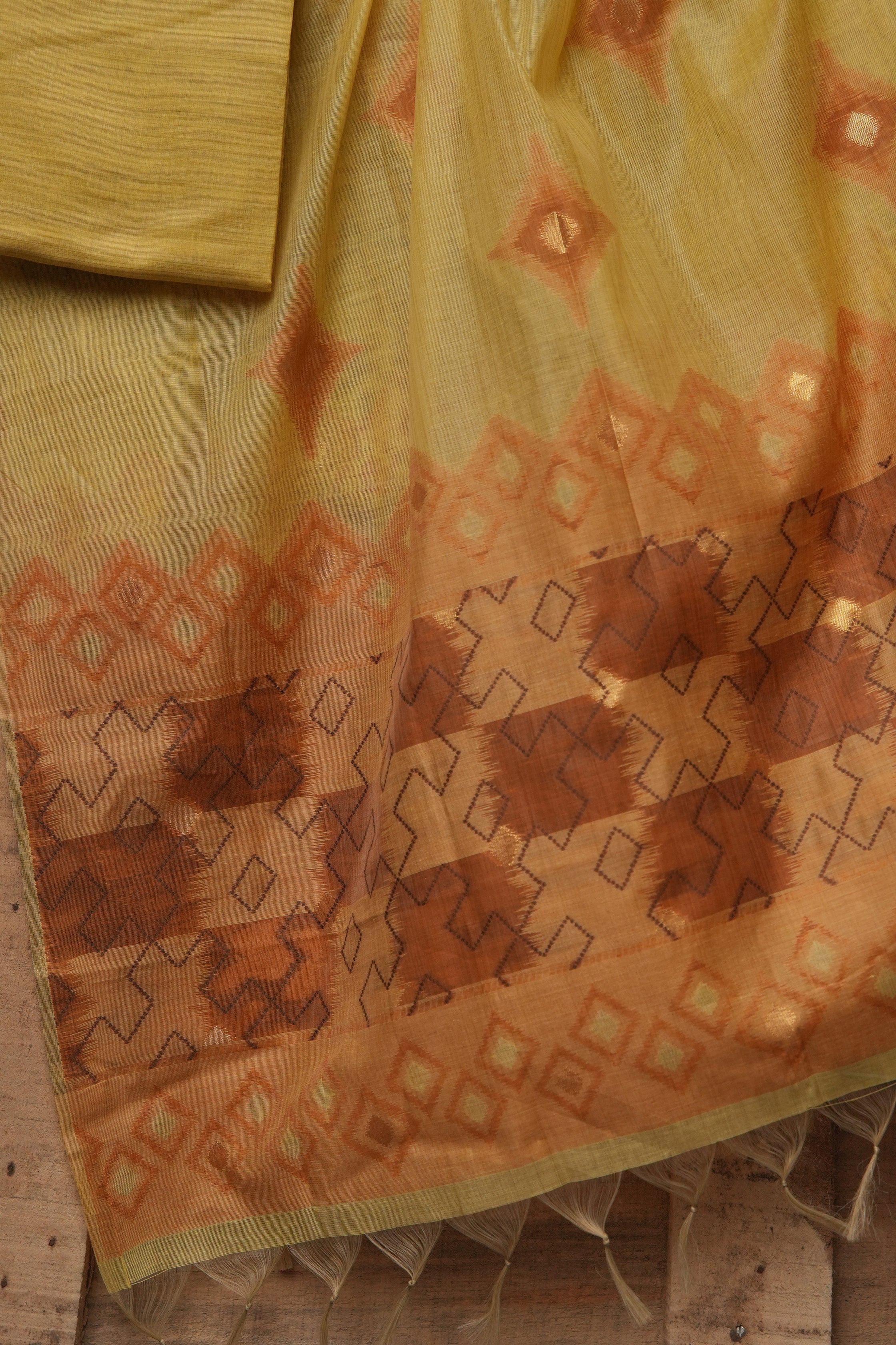 Saffron Weft - Mul Chanderi Suit Piece