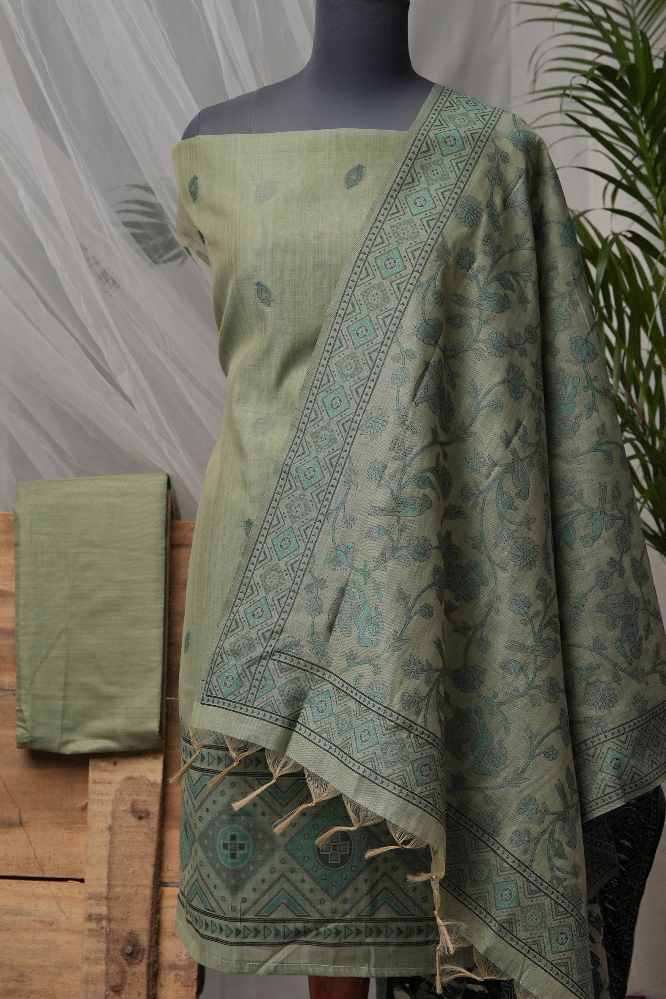 Moss Canvas - Mul Chanderi Suit Piece