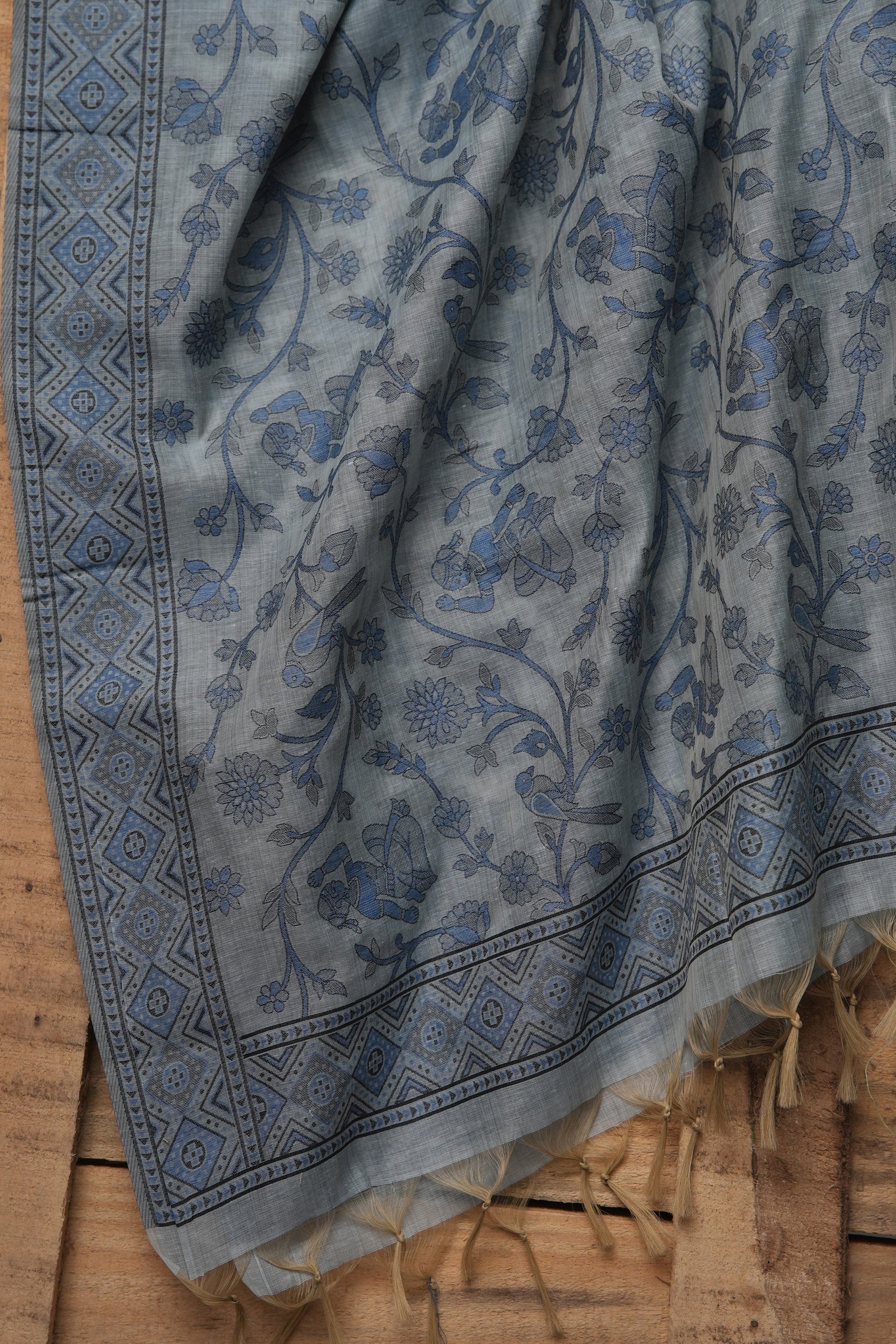 Indigo Scape - Mul Chanderi Suit Piece