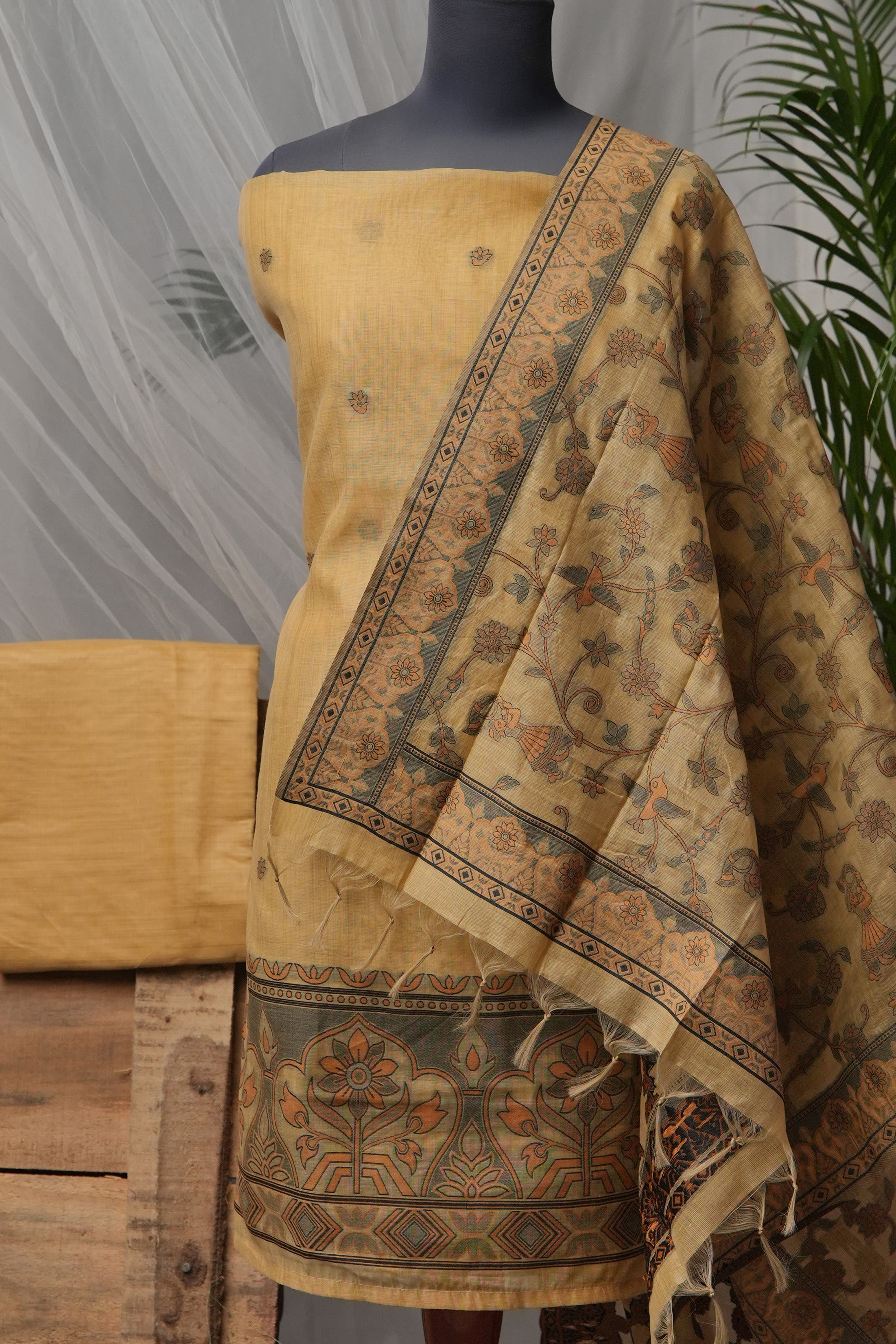 Citrus Gleam - Mul Chanderi Suit Piece