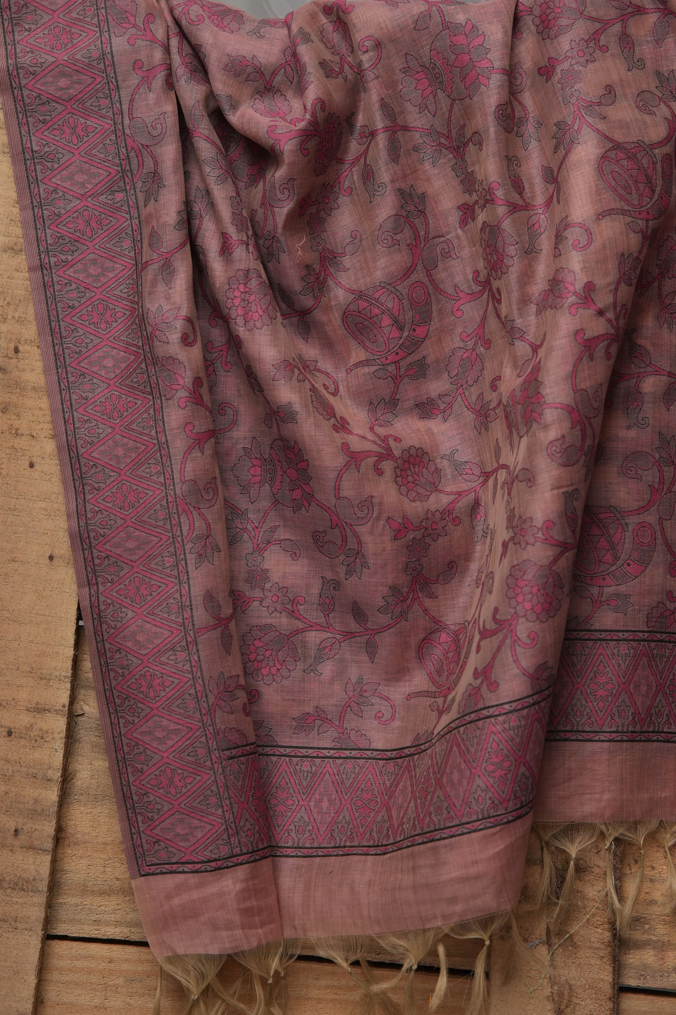 Roseate Motif - Mul Chanderi Suit Piece