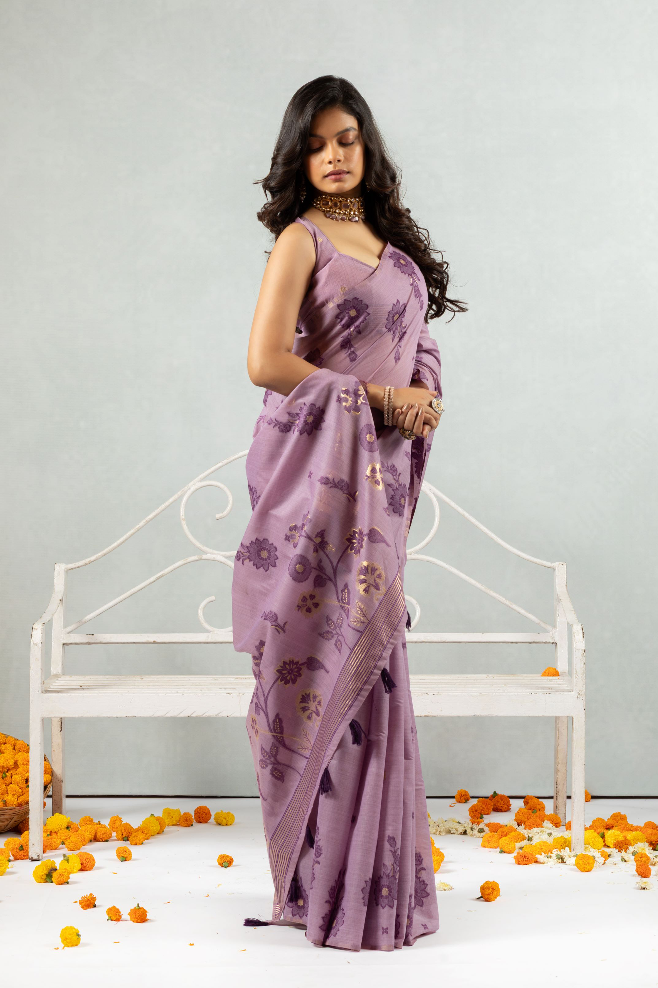 Mishka - The Violet Bloom Saree