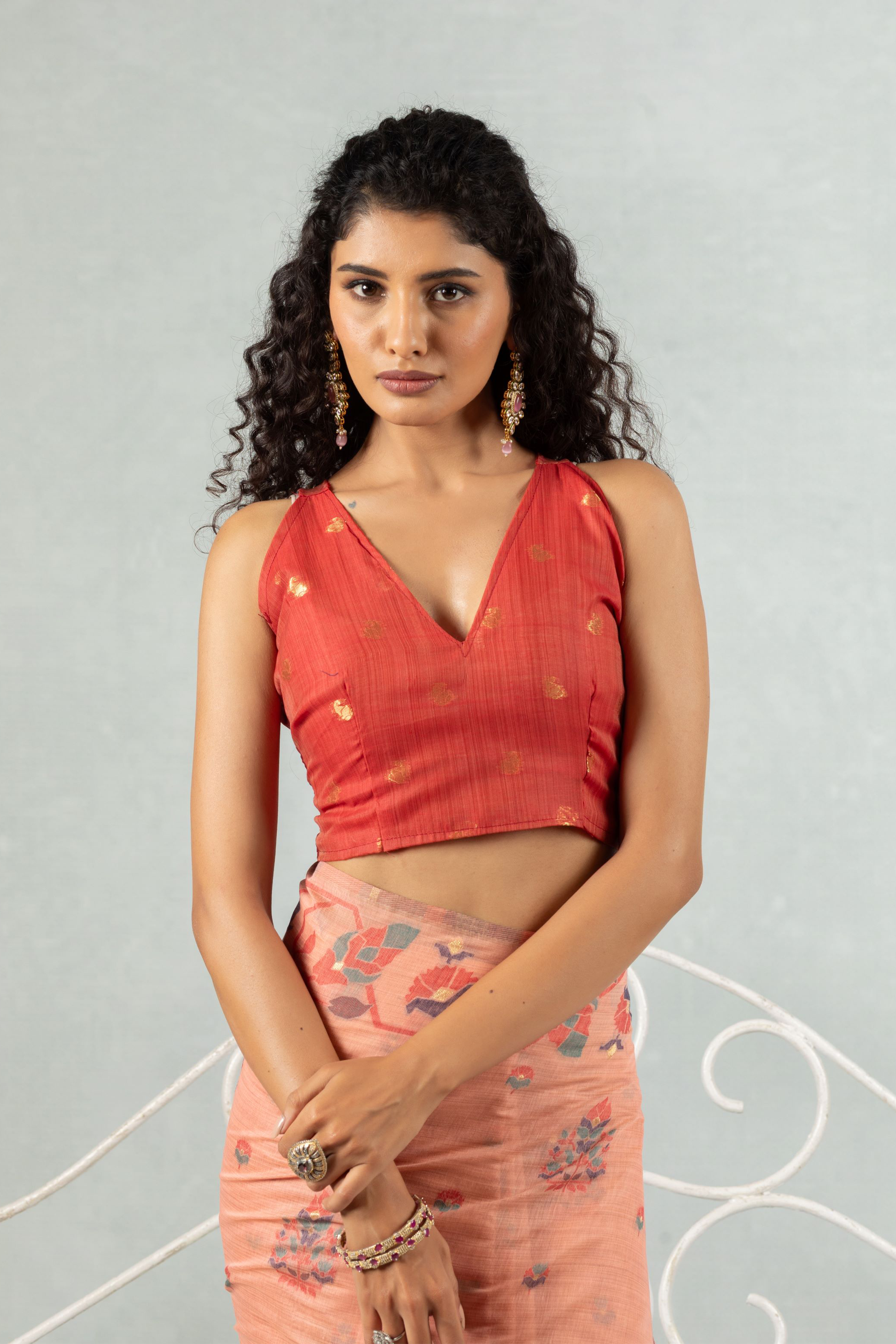 Aavya - Coral Bloom Whisper Saree