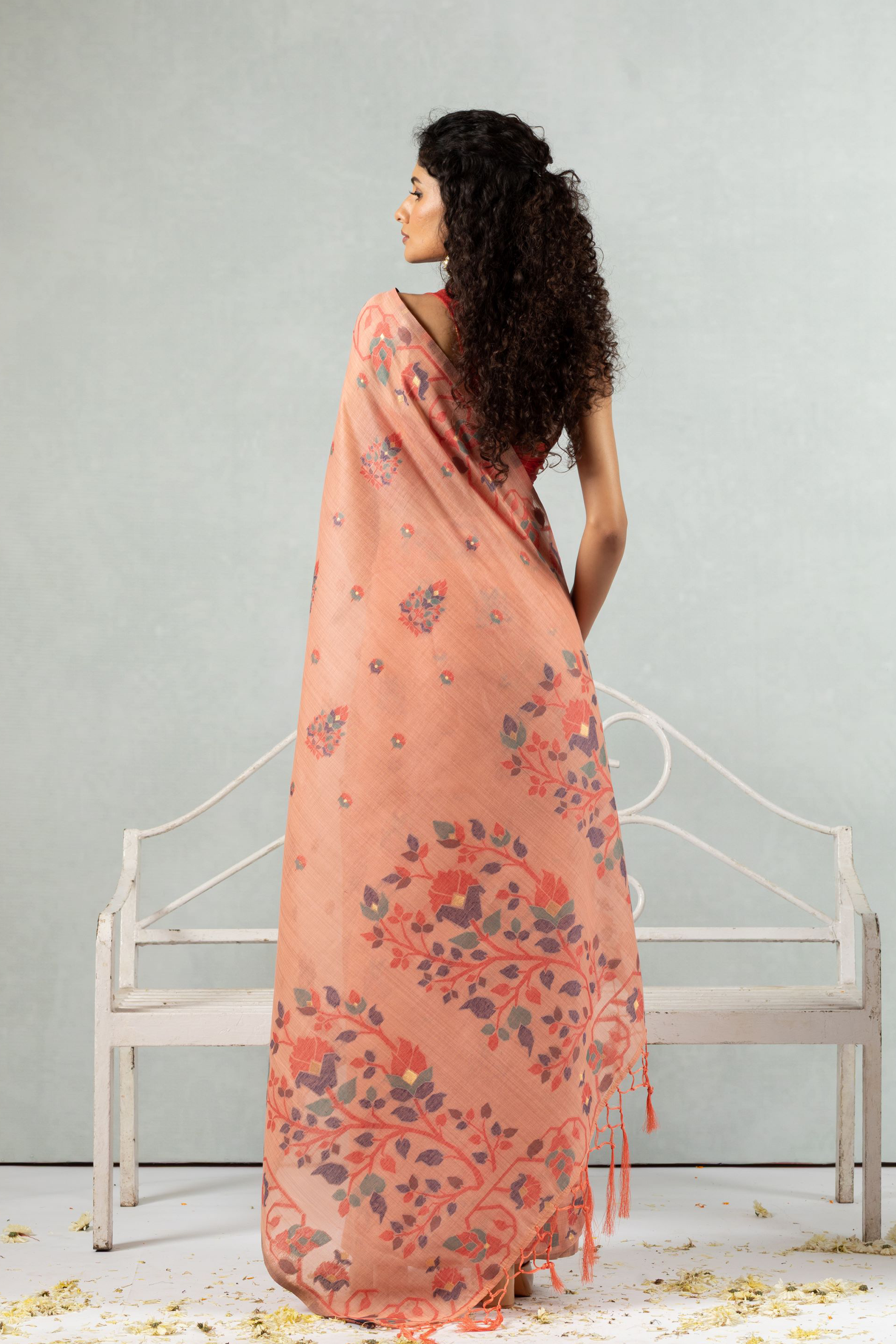Aavya - Coral Bloom Whisper Saree