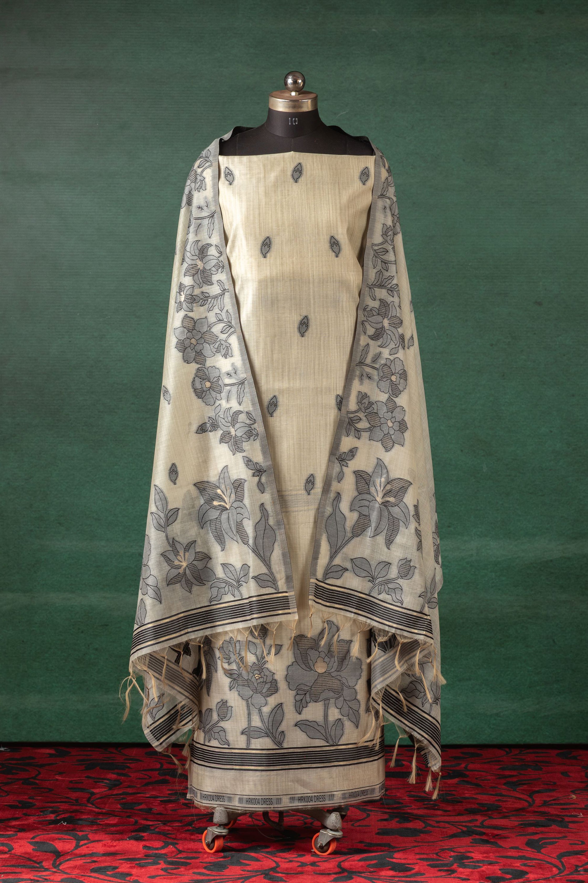 Shadow Bloom Jamdani Mul Chanderi Suit Piece