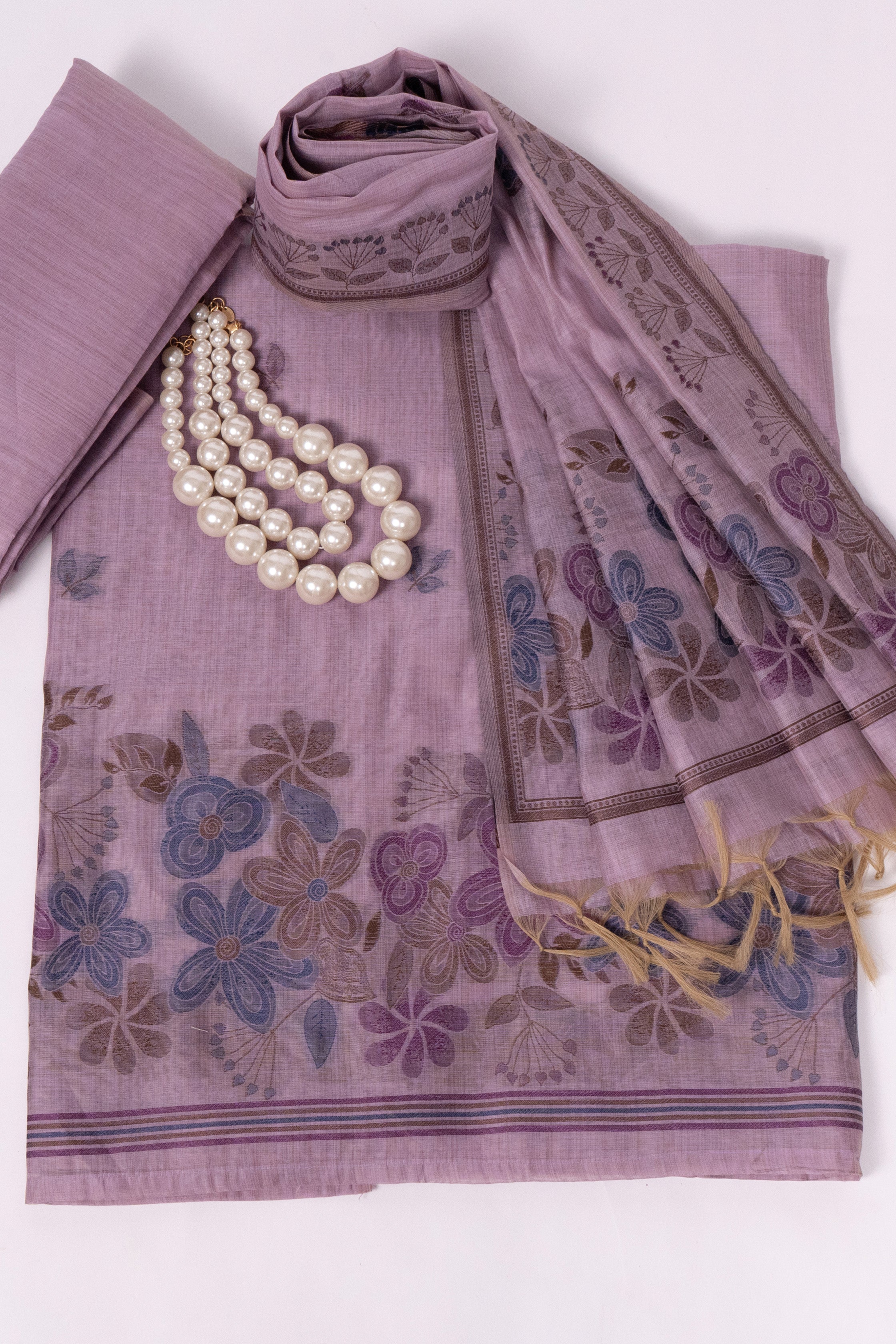 Lilac Arbor Jamdani Munga Cotton Suit Piece