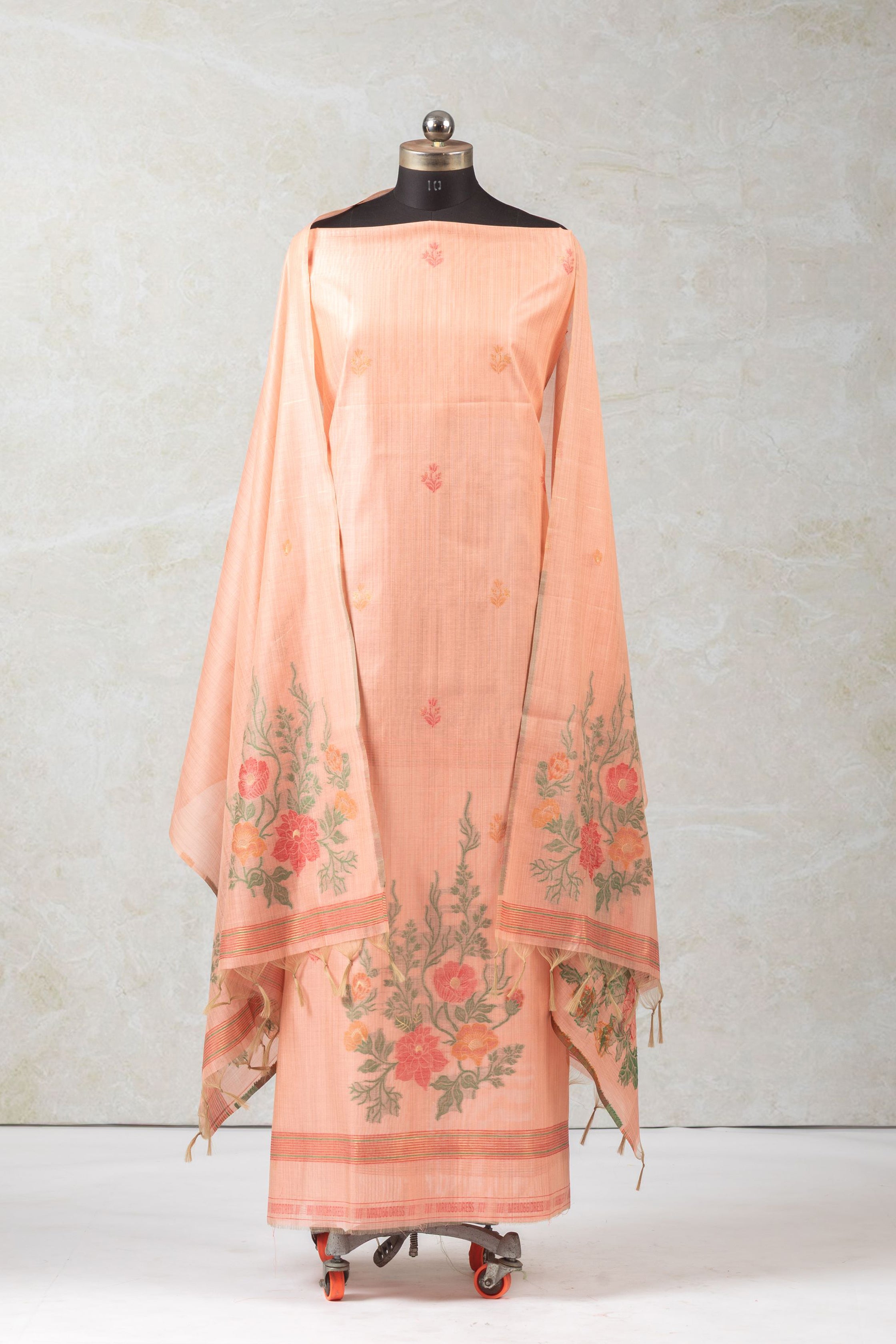 Peach Ivy Jamdani Munga Cotton Suit Piece