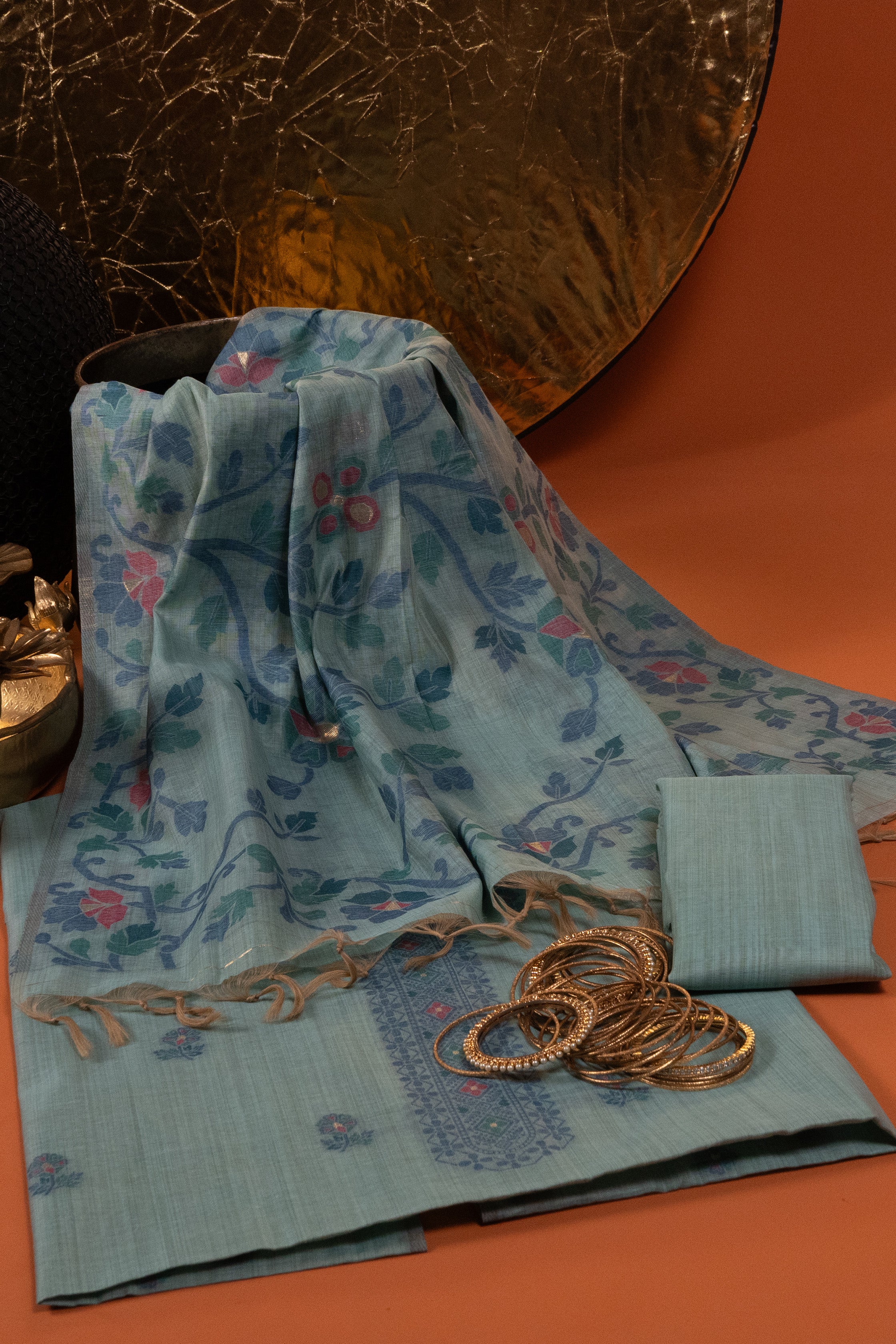 Aqua Mirage Jamdani Cotton Suit Piece