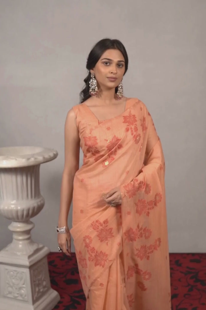 Ilaana The Bloomed Canvas Saree