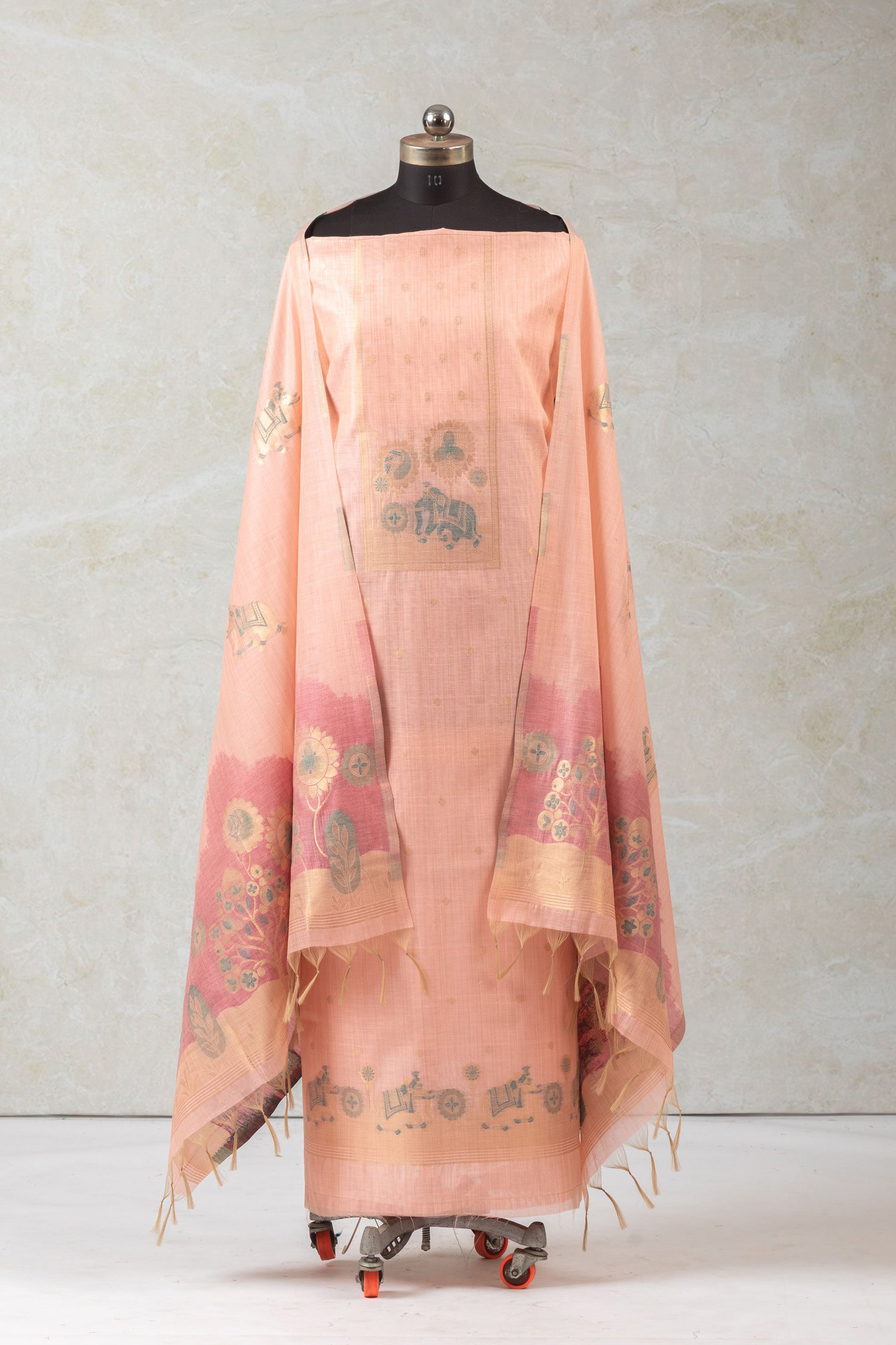 Pink Bloom Jamdani Cotton Suit Piece