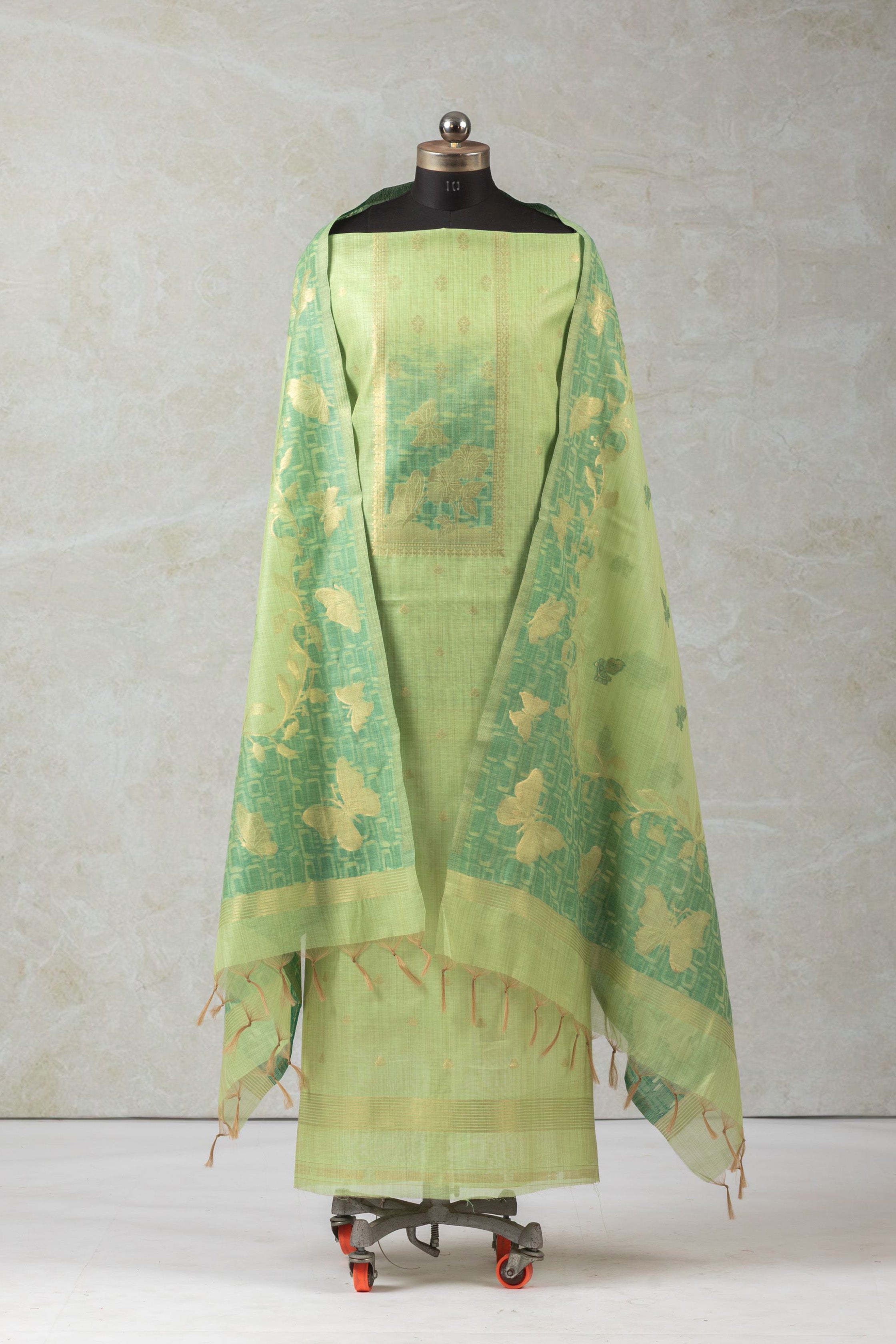 Aqua Grid Jamdani Cotton Suit Piece