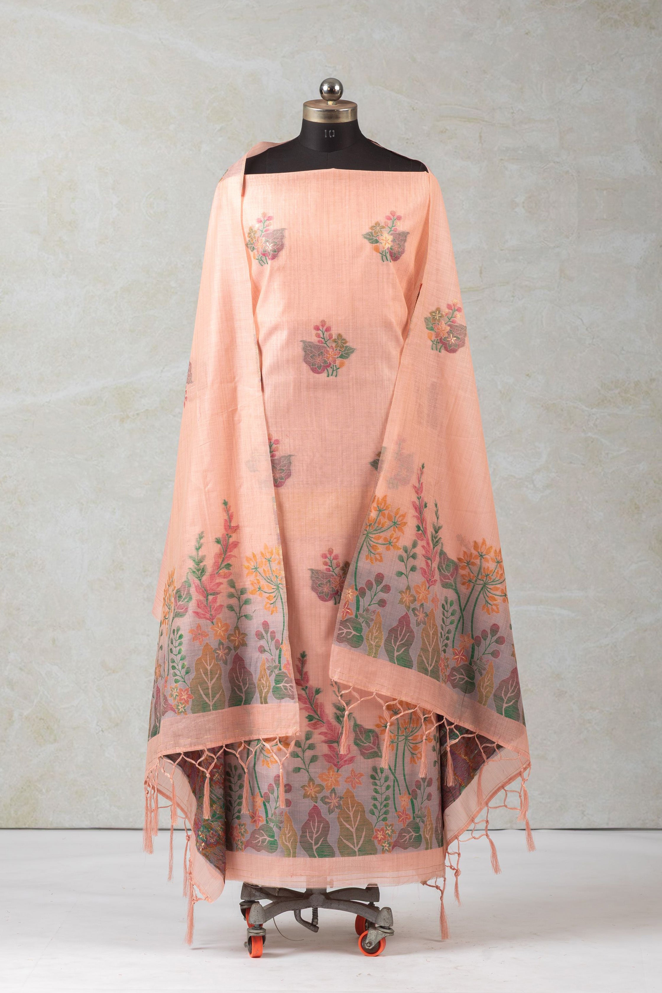 Coral Garden Jamdani Munga Cotton Suit Piece