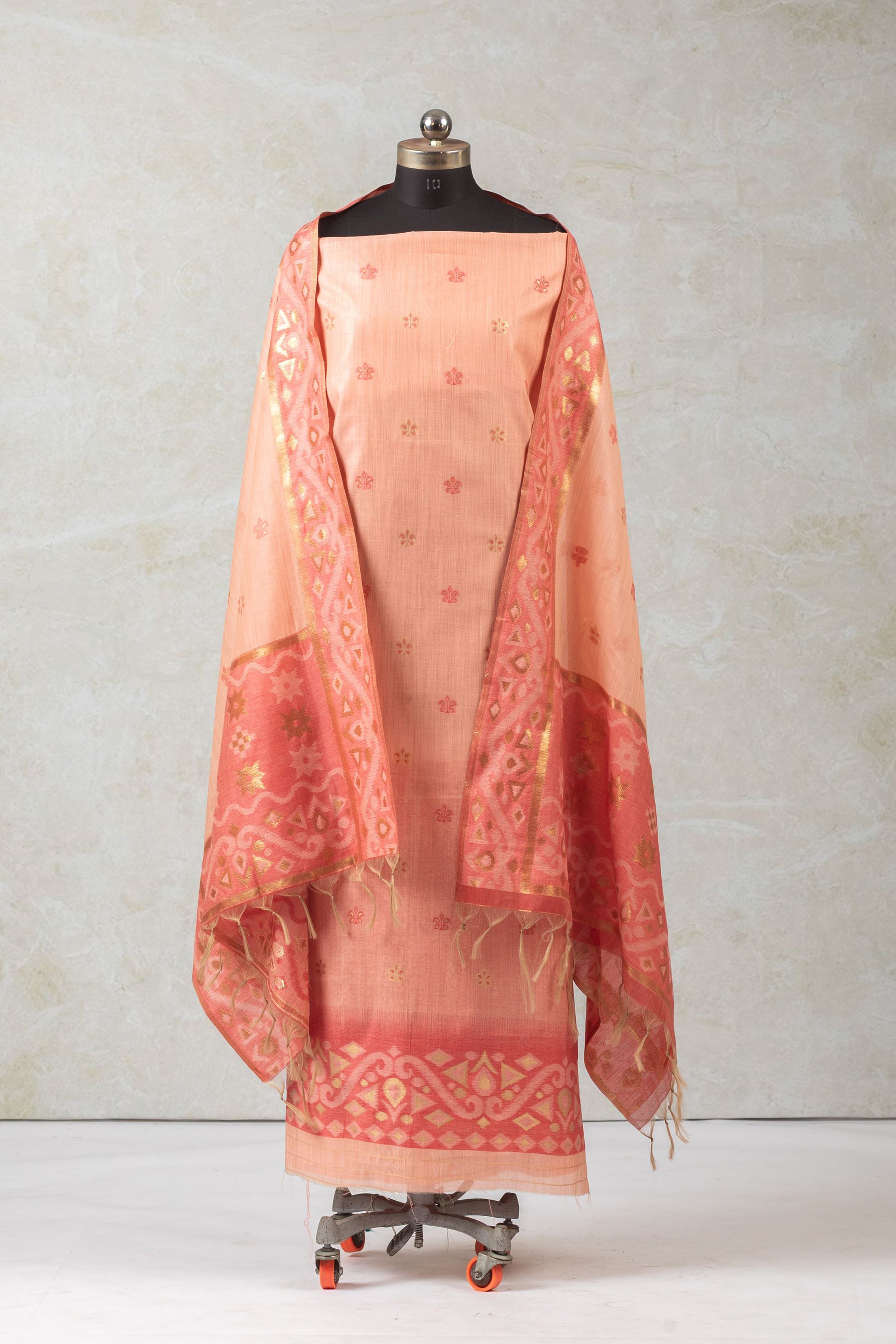 Dusty Bloom Jamdani Cotton Suit Piece