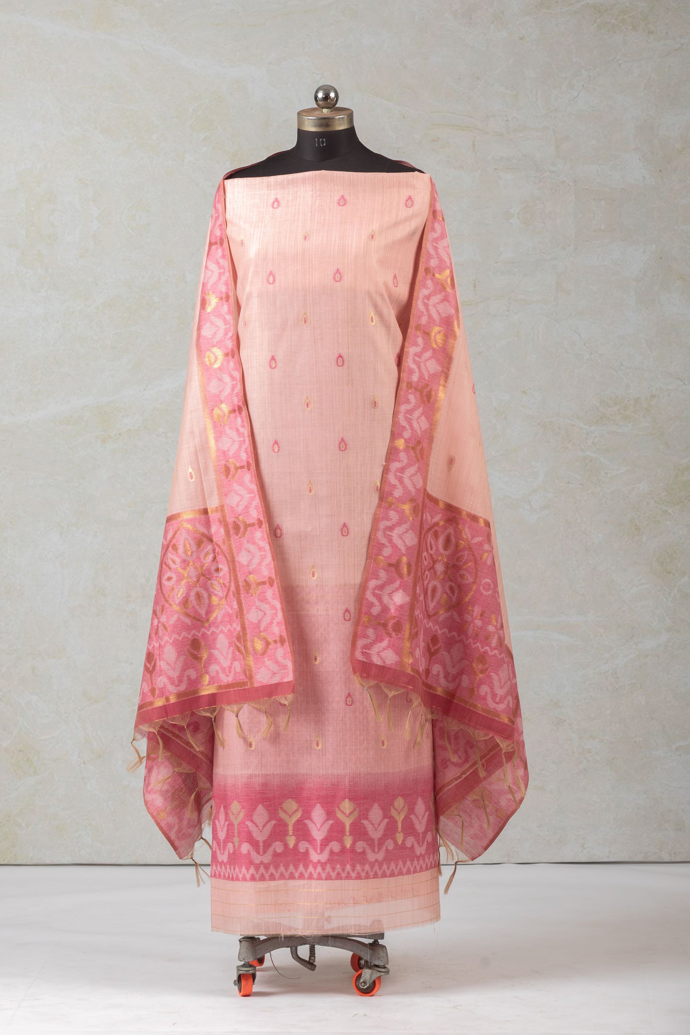 Pink Echo Jamdani Cotton Suit Piece