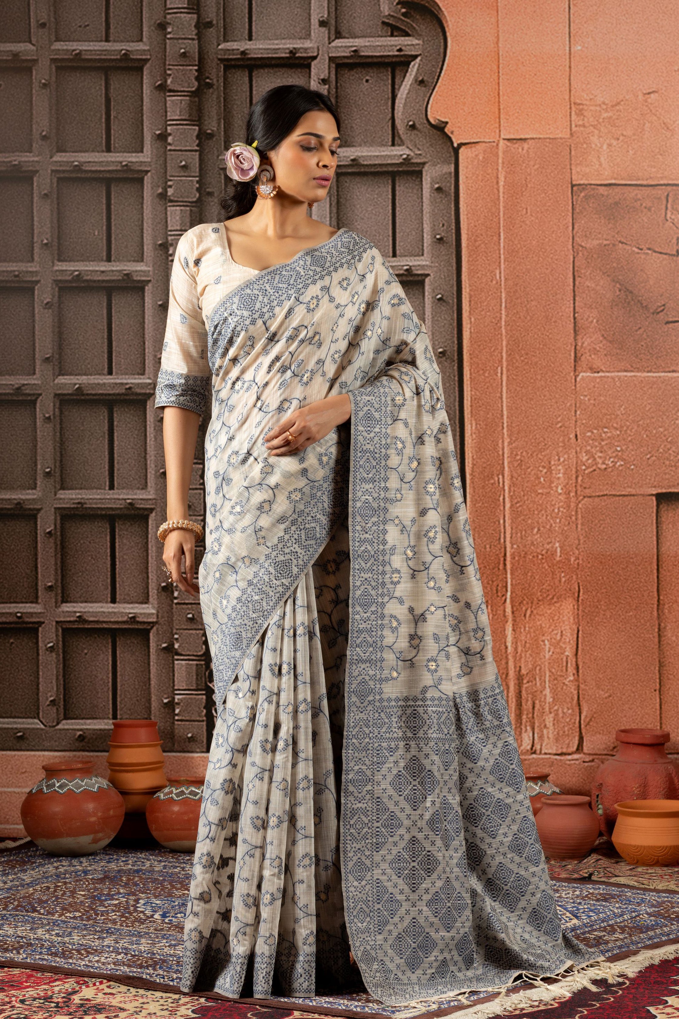Nayra Linen Cotton Saree