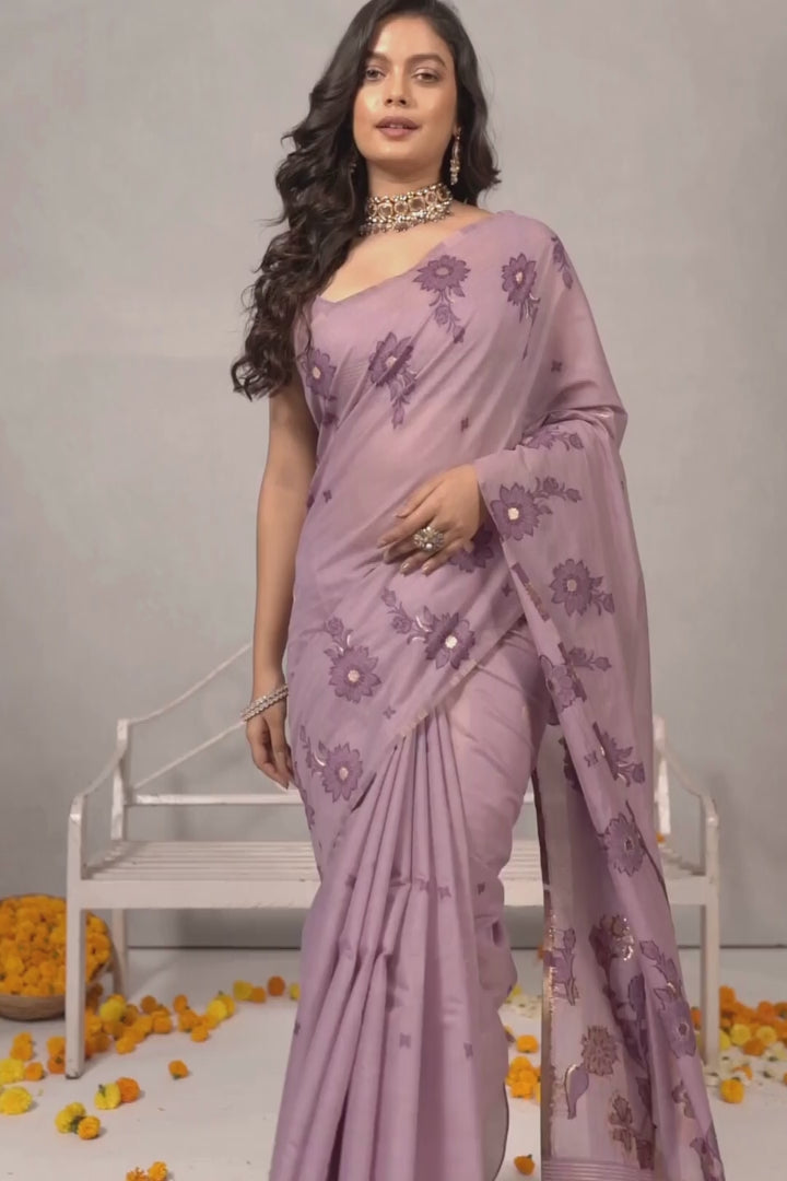 Mishka - The Violet Bloom Saree