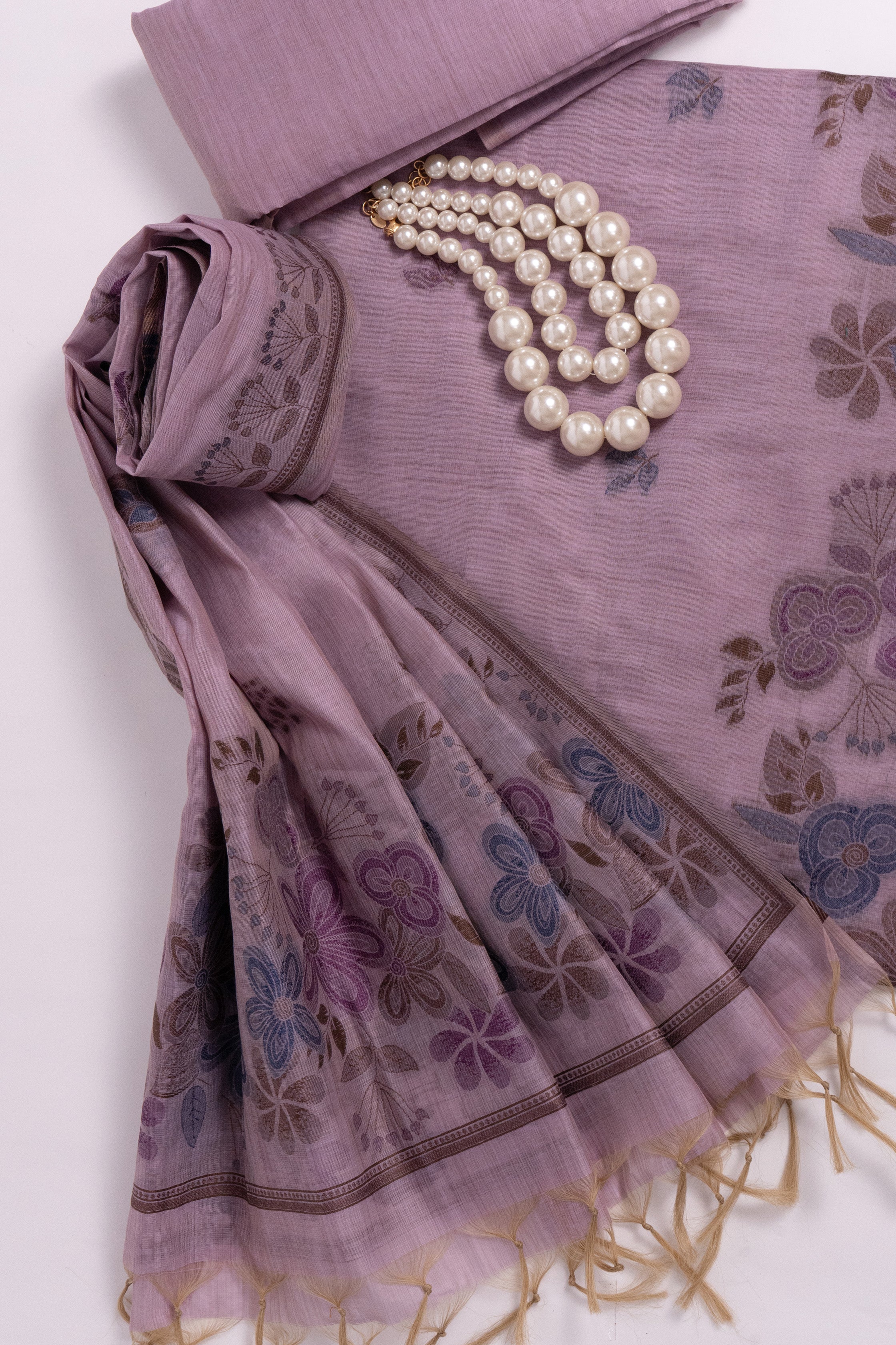 Lilac Arbor Jamdani Munga Cotton Suit Piece