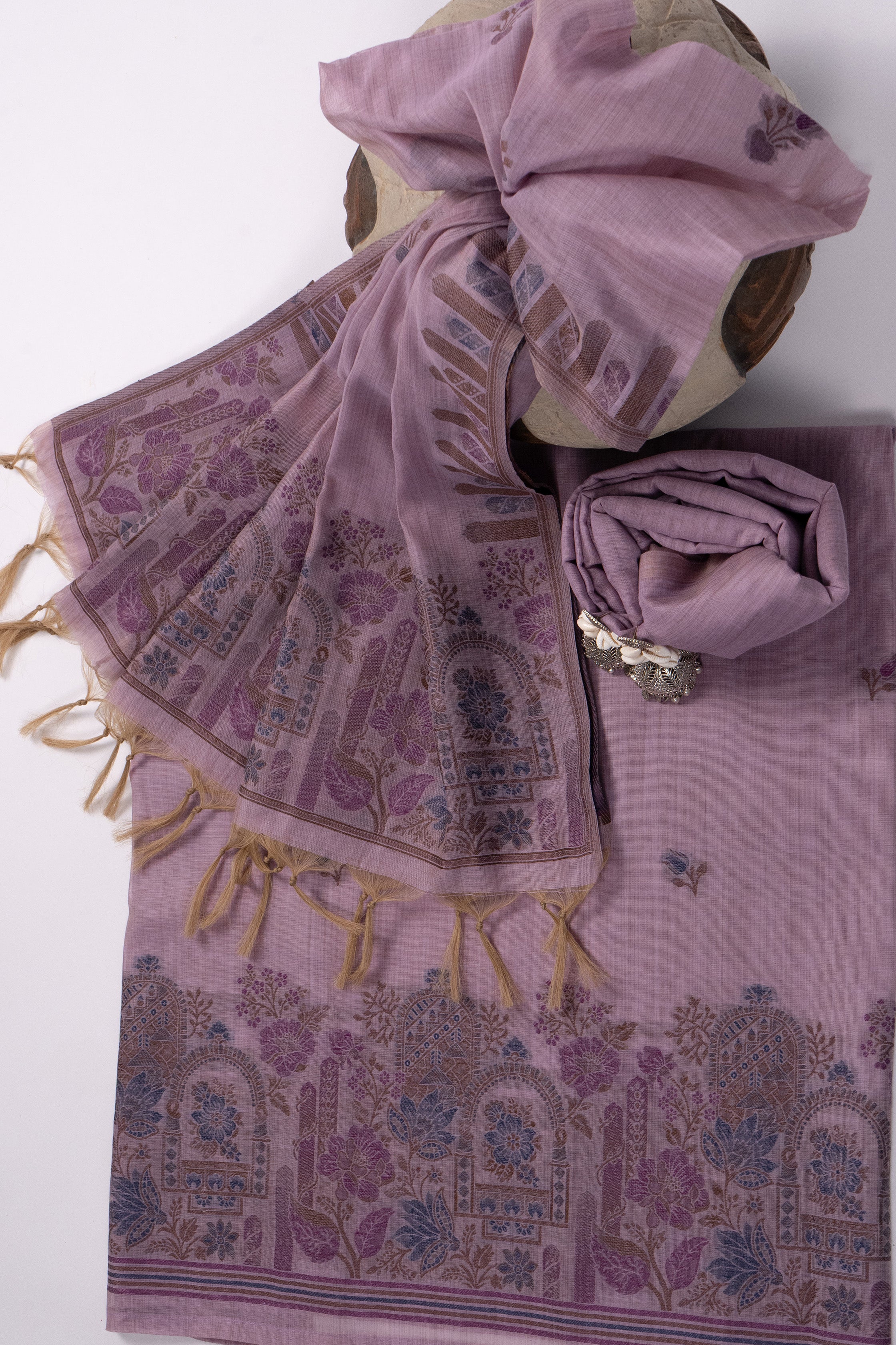 Orchid Crest Jamdani Munga Cotton Suit Piece