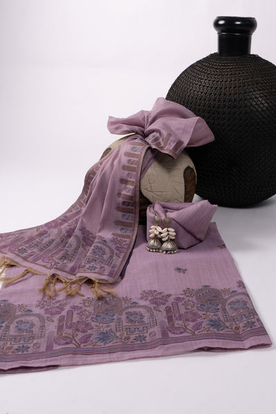 Orchid Crest Jamdani Muga Cotton Suit Piece