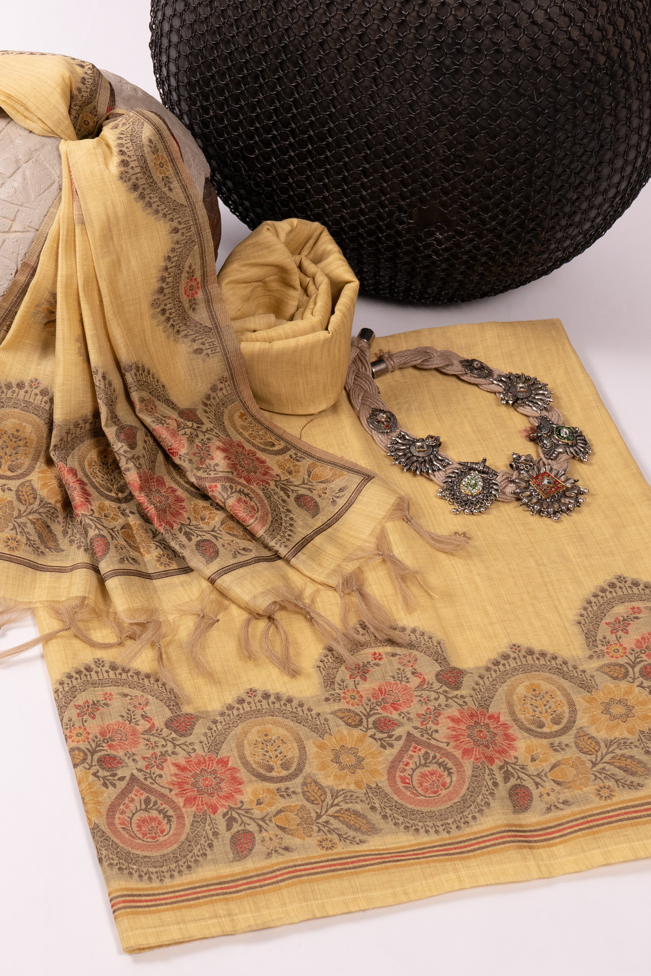 Golden Arc Jamdani Munga Cotton Suit Piece