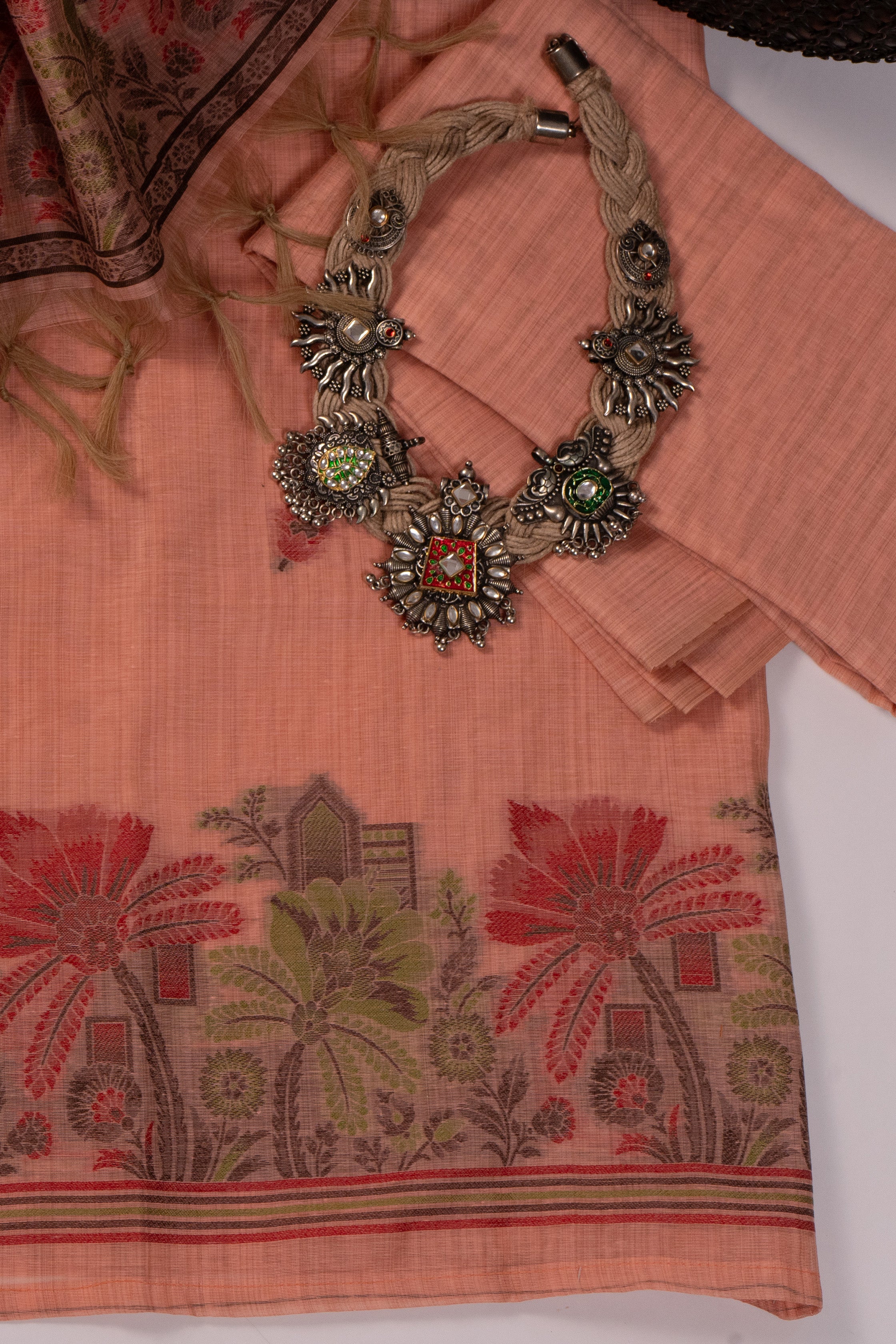 Nectar Band Jamdani Munga Cotton Suit Piece