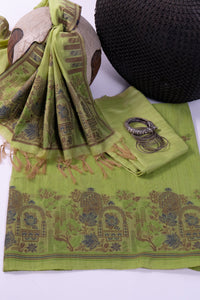 Seafoam Tapestry Jamdani Munga Cotton Suit Piece