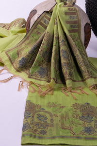 Seafoam Tapestry Jamdani Munga Cotton Suit Piece