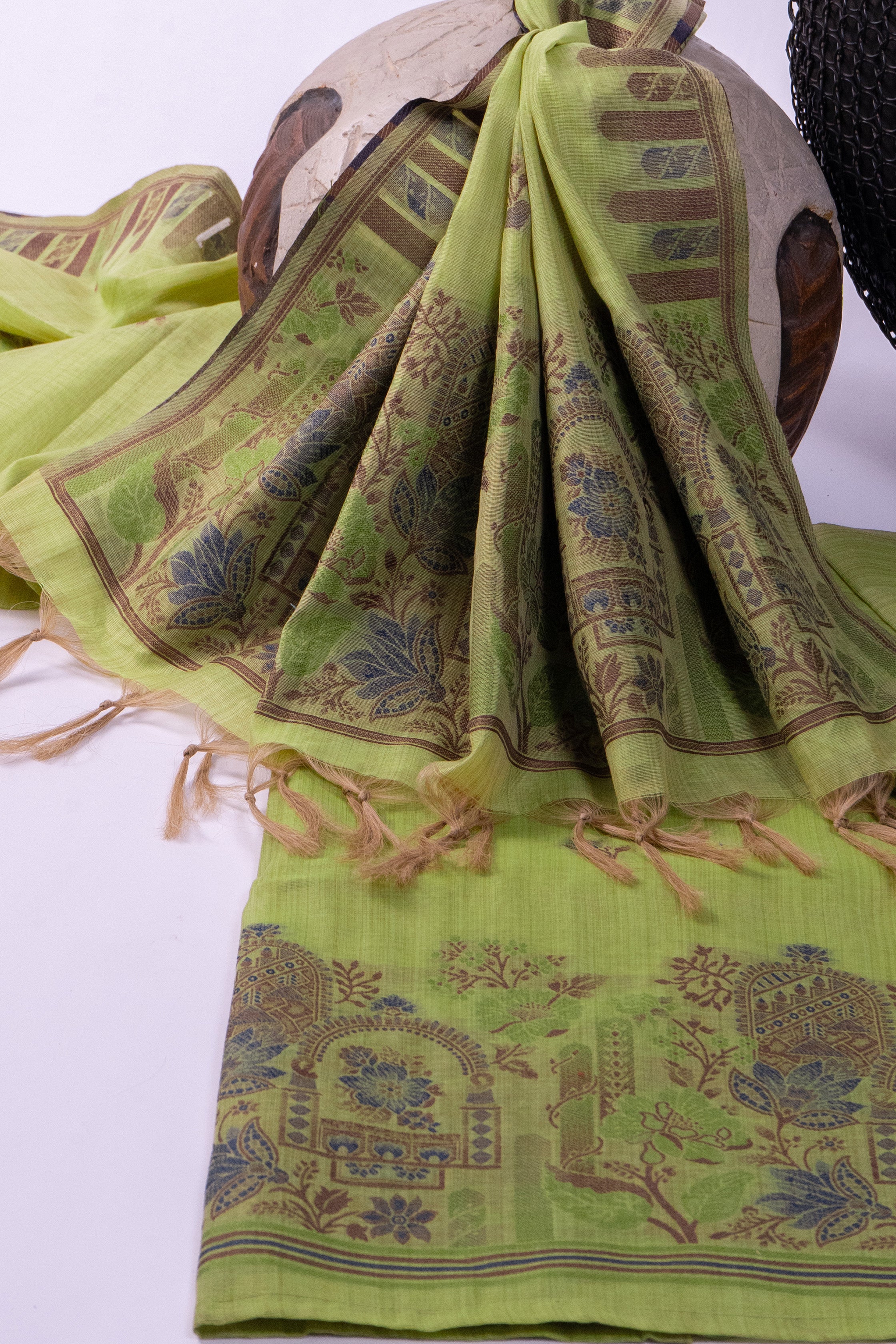 Seafoam Tapestry Jamdani Munga Cotton Suit Piece