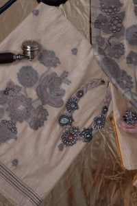 Sepia Trail Jamdani Munga Cotton Suit Piece