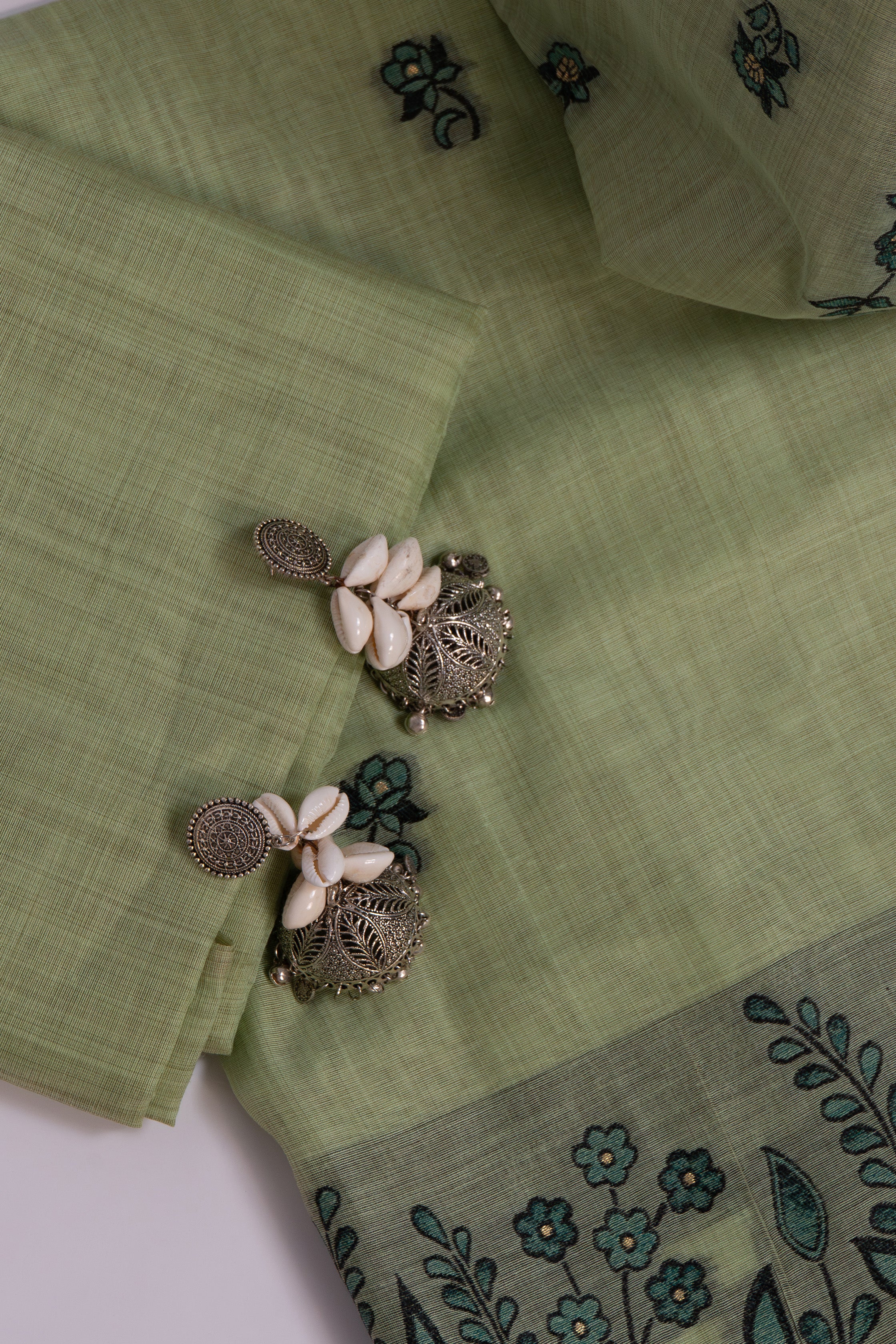 Thicket Hue Jamdani Mul Chanderi Suit Piece