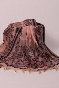 Rosewood Sketch Jamdani Mul Chanderi Suit Piece