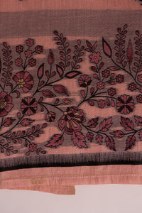 Rosewood Sketch Jamdani Mul Chanderi Suit Piece