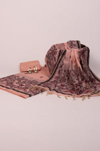 Rosewood Sketch Jamdani Mul Chanderi Suit Piece