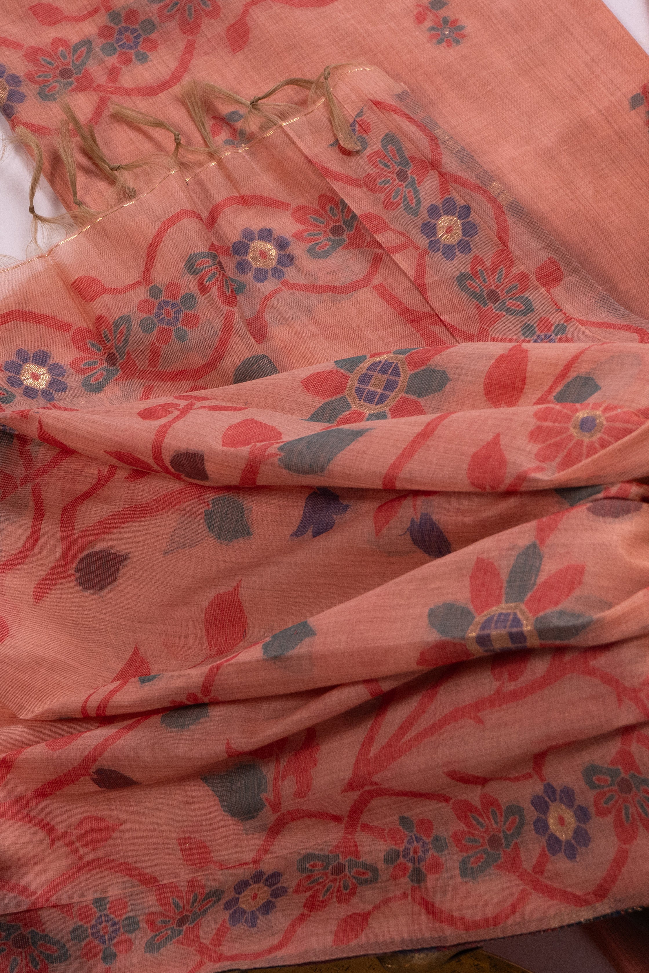 Coral Fern Jamdani Cotton Suit Piece