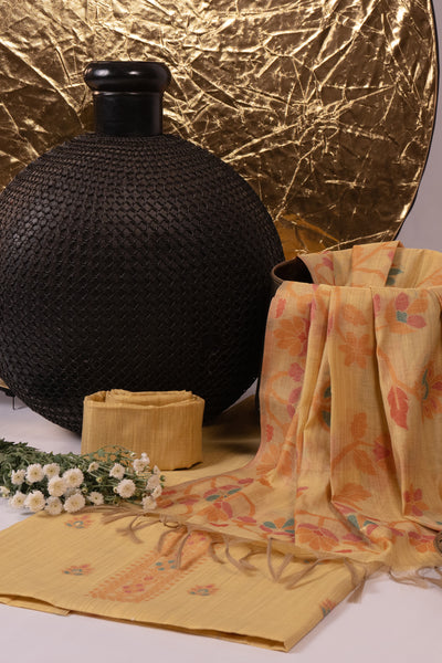 Solar Drape Jamdani Pichwai Cotton Suit Piece