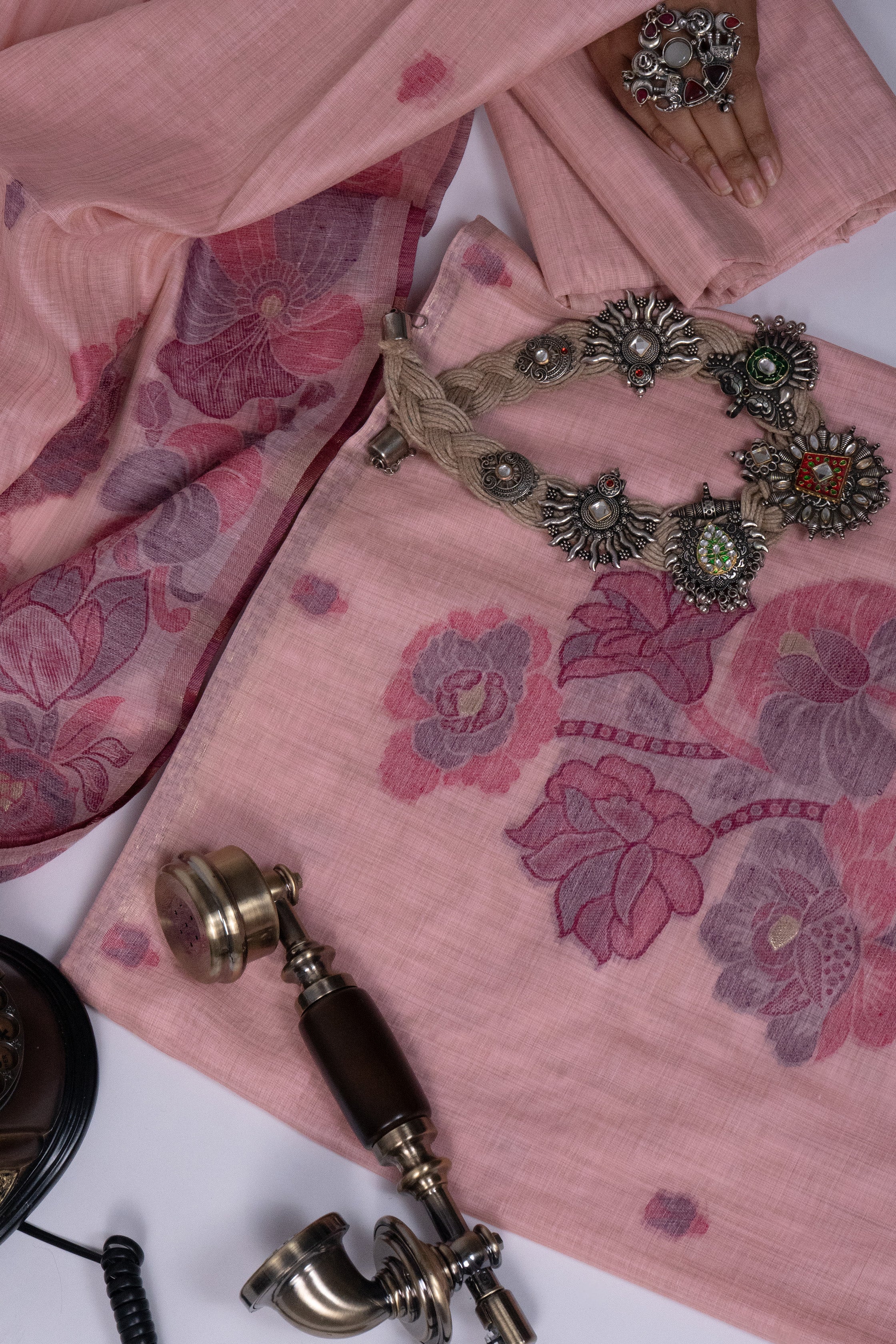 Flora Thoughtscape Jamdani Munga Cotton Suit Piece