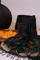 Ebon Enchantment Jamdani Mul Chanderi Suit Piece