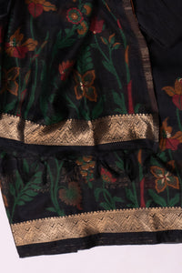 Ebon Enchantment Jamdani Mul Chanderi Suit Piece