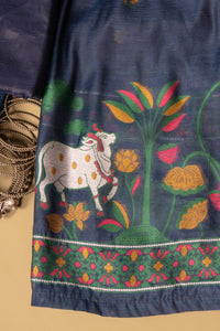 Sapphire Tale Jamdani Pichwai Cotton Suit Piece