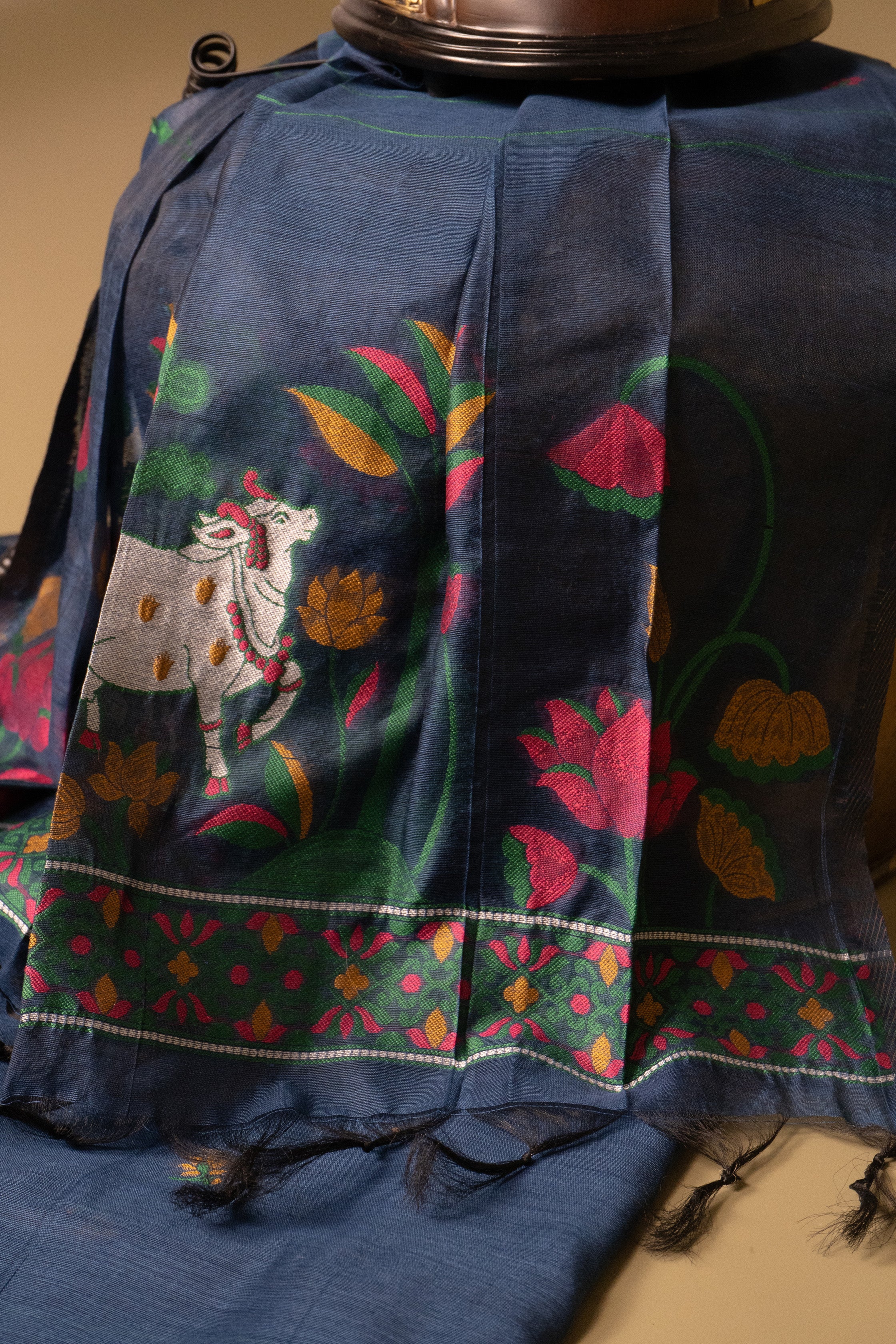 Sapphire Tale Jamdani Pichwai Cotton Suit Piece