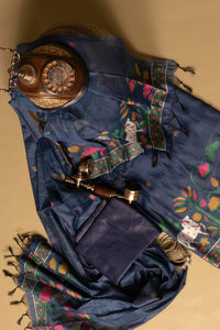 Sapphire Tale Jamdani Pichwai Cotton Suit Piece