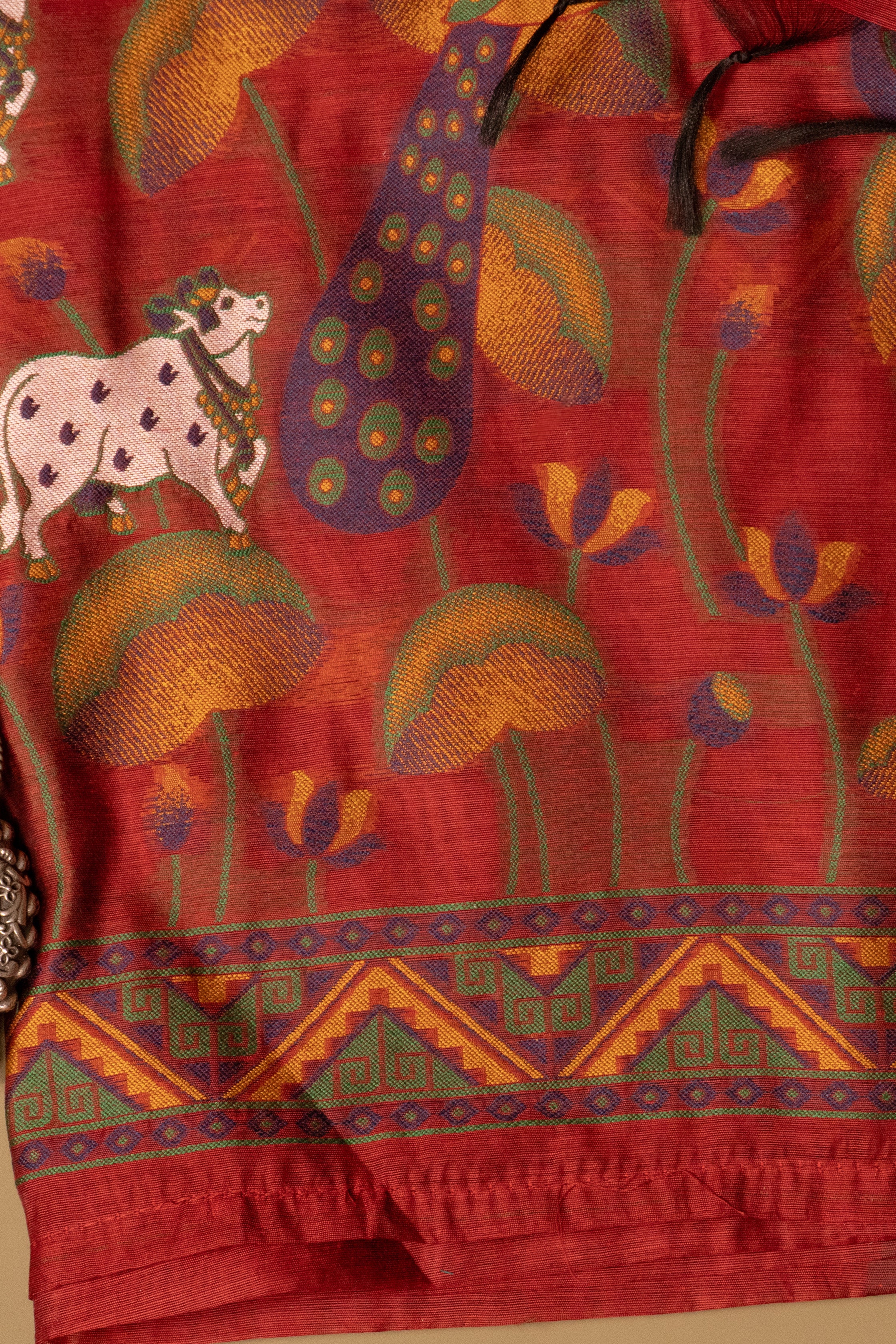 Crimson Chronicle Jamdani Pichwai Cotton Suit Piece