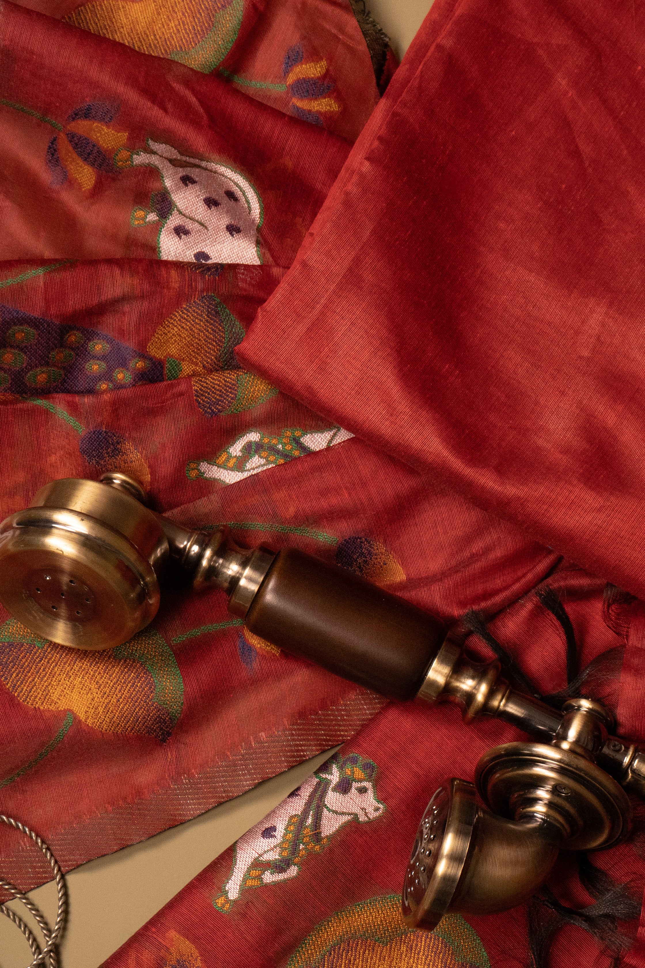 Crimson Chronicle Jamdani Pichwai Cotton Suit Piece