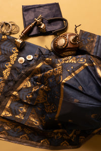 Midnight Weave Jamdani Munga Cotton Suit Piece