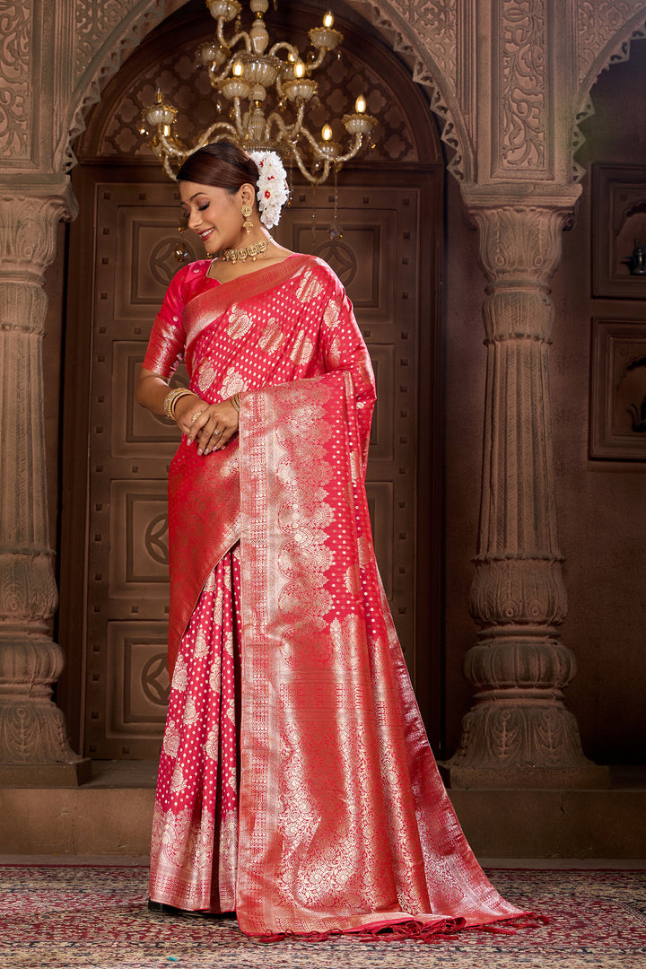 Rani Pink Soft Silk Saree Weavekaari