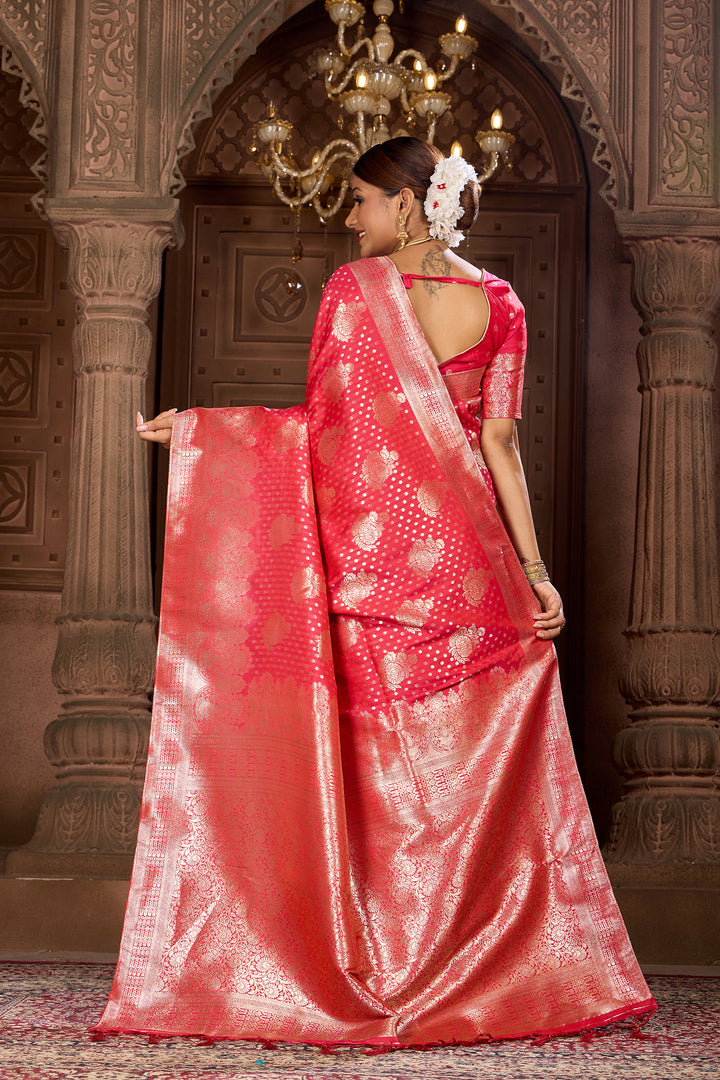 Rani Pink Soft Silk Saree Weavekaari