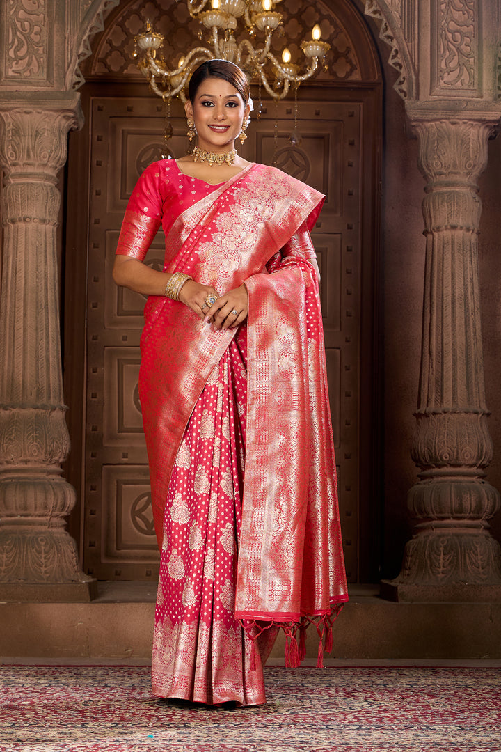 Rani Pink Soft Silk Saree Weavekaari