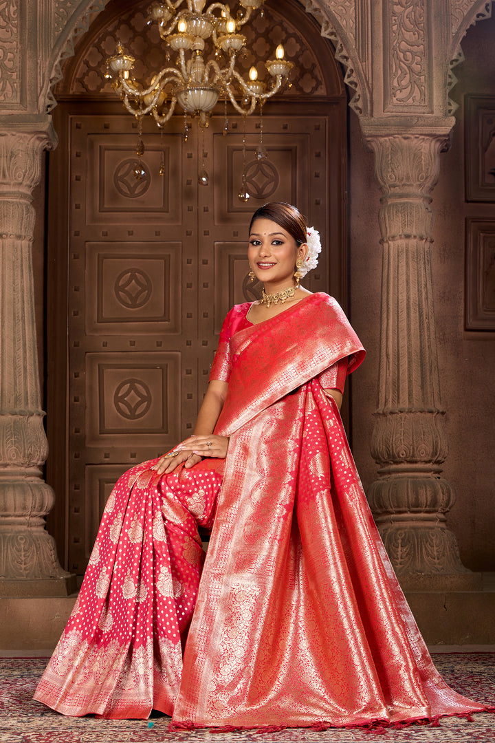 Rani Pink Soft Silk Saree Weavekaari