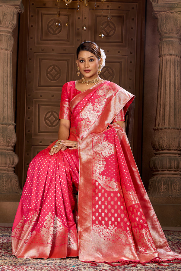 Rani Pink Soft Silk Weavekaari