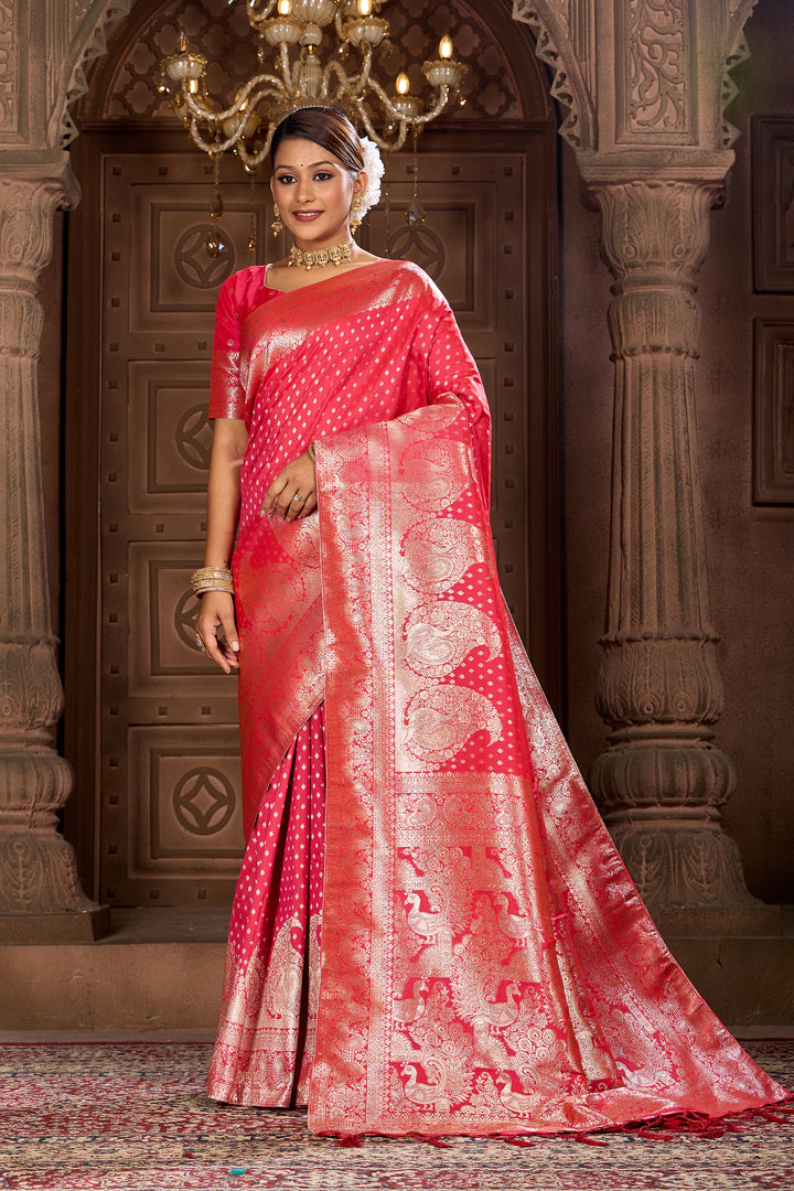 Rani pink Soft Silk Saree Weavekaari